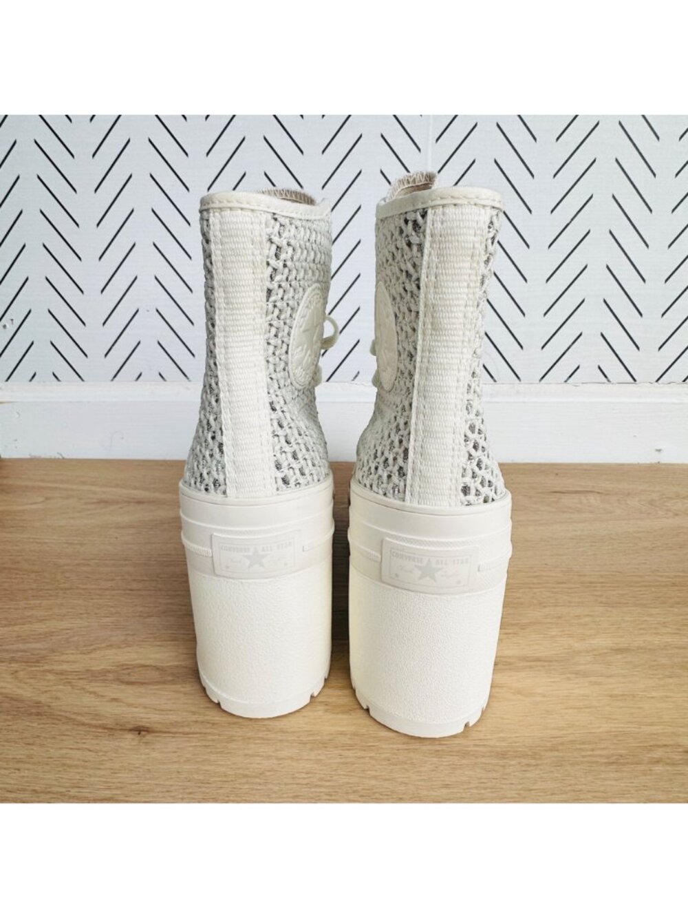⭐Converse Chuck 70 De Luxe Heel Platform Knit Sz 7 Men Shoes Egret Boots A07535C - Picture 4 of 9